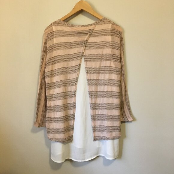 Key To My Heart Bilayer Striped Knit Wrap Back Top + Undertop U.S.A Made - Picture 3 of 15